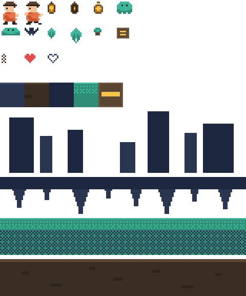 Wick reusable sprite, tile, and background asset sheet