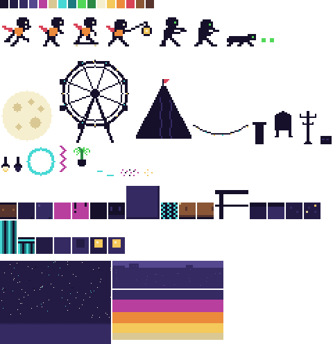 Shamble City reusable sprite, tile, and background asset sheet